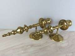 Lot of 2 Solid Brass Candle Wall Sconces