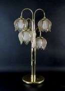 Vintage Hollywood Regency 5 Head Gold Tone Lotus Table Lamp