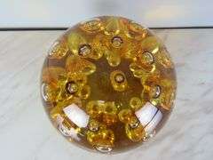 Large Vintage Amber Art Glass Controlled Bubble Décor