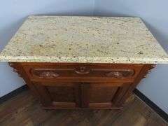 Small Vintage Marble Top Server - See Description