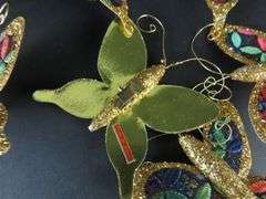 Lot of Vintage Glittery Butterfly Christmas Ornaments