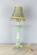 Vintage Candlestick Lamp with Tasseled Shade