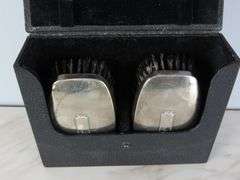 Vintage Monogrammed Sterling Silver Brushes in Case