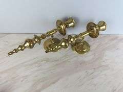 Lot of 2 Solid Brass Candle Wall Sconces