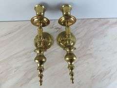 Lot of 2 Solid Brass Candle Wall Sconces