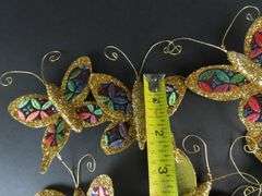 Lot of Vintage Glittery Butterfly Christmas Ornaments