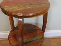 Handcrafted Exotic Wood 2 Tier Side Table / Plant Stand