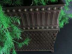 Large Metal Planter with Faux Foliage