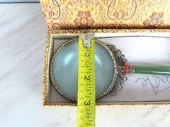 Beautiful Ornate Magnifying Glass with Faux Jade Handle