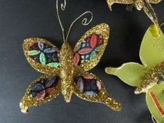 Lot of Vintage Glittery Butterfly Christmas Ornaments