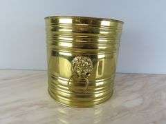 Vintage Brass Planter with Lion's Head Handles - Made in England