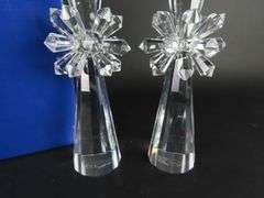 Pair of Beautiful Sorell Handcrafted Crystal Candlesticks in Box