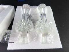 Pair of Beautiful Sorell Handcrafted Crystal Candlesticks in Box