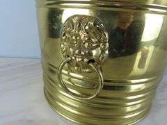 Vintage Brass Planter with Lion's Head Handles - Made in England