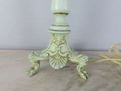 Vintage Candlestick Lamp with Tasseled Shade