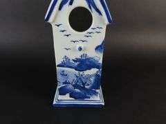 Ceramic Blue & White Porcelain Birdhouse