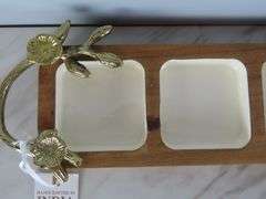 Handcrafted 3 Compartment Condiment Tray - Made in India