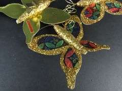 Lot of Vintage Glittery Butterfly Christmas Ornaments