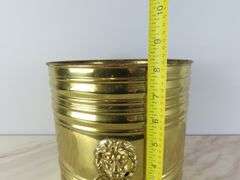 Vintage Brass Planter with Lion's Head Handles - Made in England