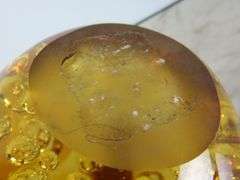 Large Vintage Amber Art Glass Controlled Bubble Décor