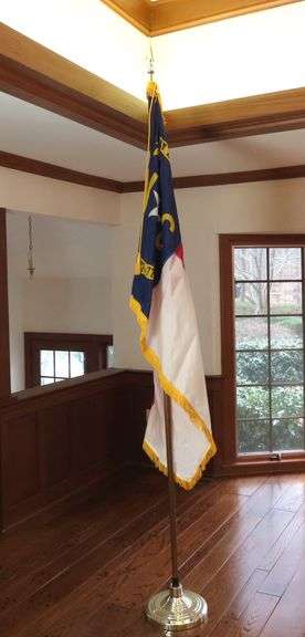 Tall North Carolina State Flag on Stand