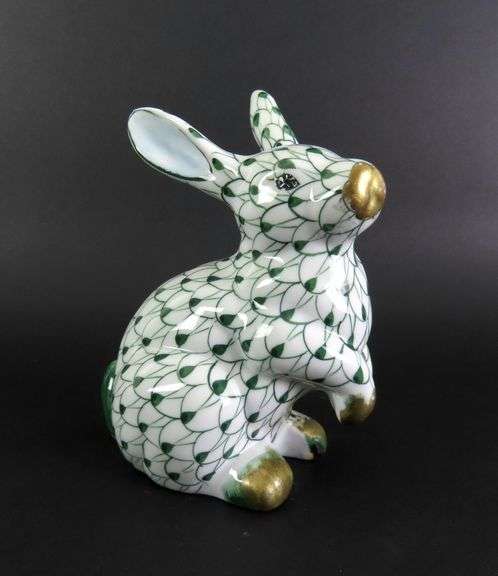 Hand Painted Herend Style Ceramic Rabbit Figure