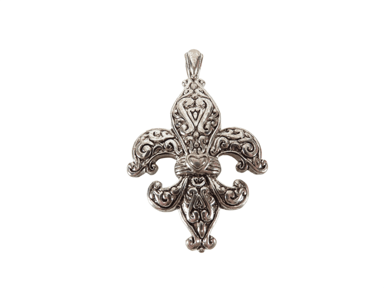 Silver Tone Fleur di Lis Pendant