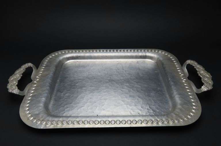 Wild Rose "Brilliantone" Hammered Aluminum Serving Tray