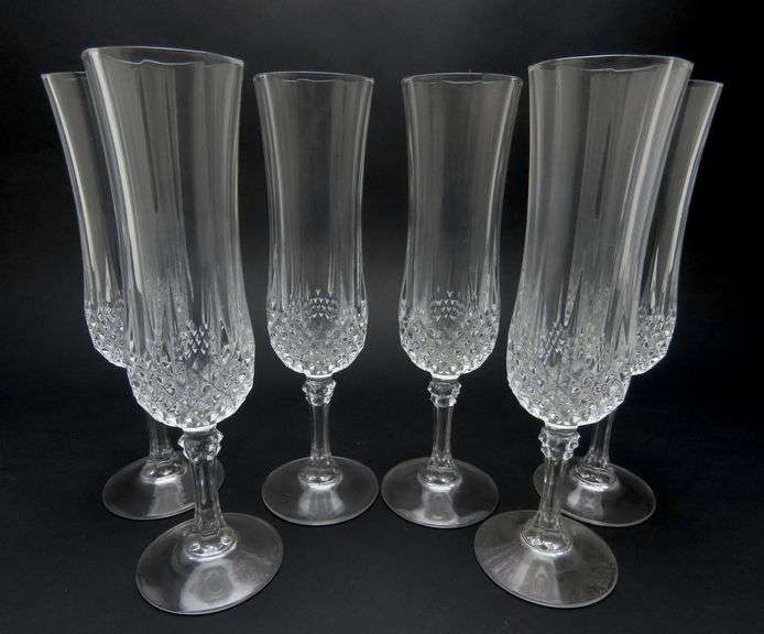 Lot of 6 "Longchamp (Clear)" Fluted Champagne Glasses by Cristal D'Aeques-Durand