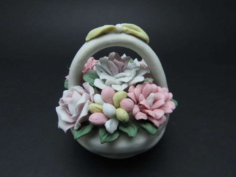 Small Basket of Ceramic Flowers