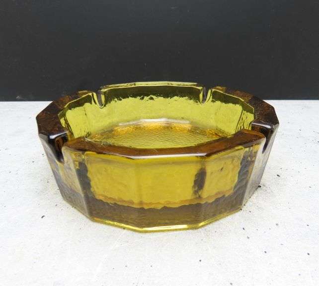 Vintage Blenko Amber Glass Ashtray