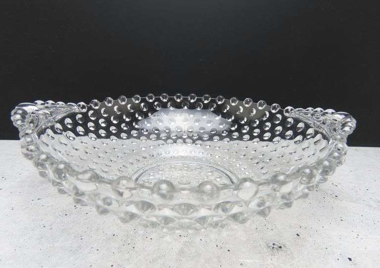 Double Handled "Hobnail Clear" Serving Bowl by Duncan & Miller