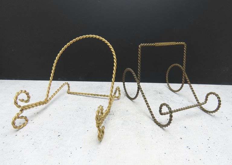 Lot of 2 Brass Tone Plate Stands