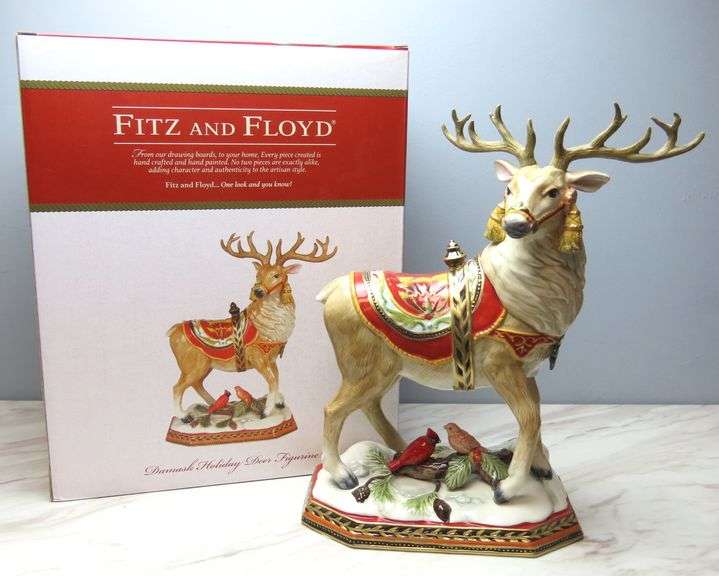 Large Fitz & Floyd Damask Holiday Deer Figurine