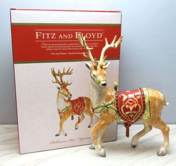 Large Fitz & Floyd Bellacara Holiday Deer Figurine