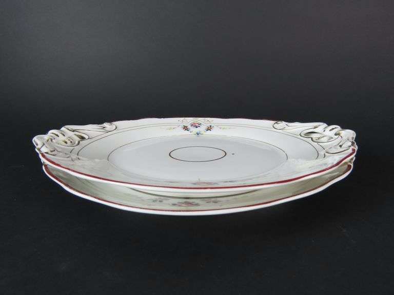 Lot of 2 Vintage Double Handled Plates