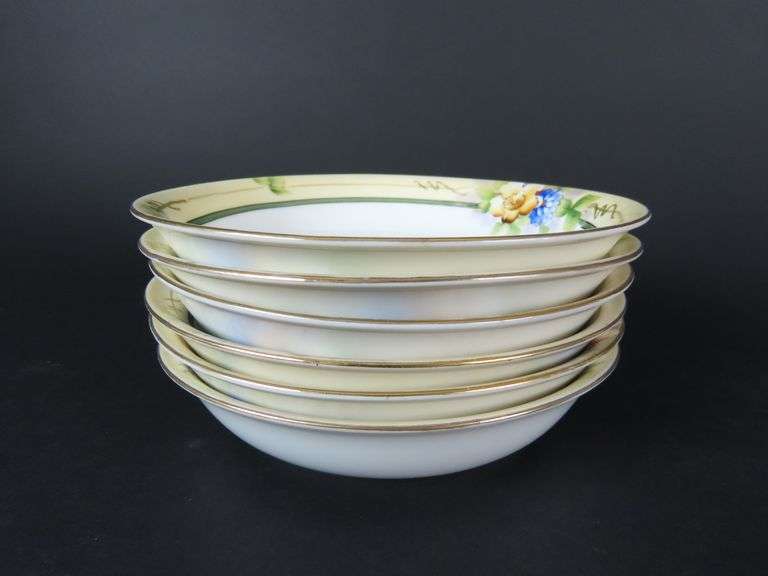Lot of 6 Hand Painted N1162 Noritake Porcelain Berry Bowls - Made in Japan