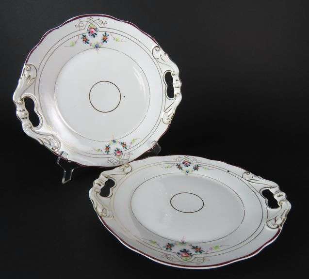 Lot of 2 Vintage Double Handled Plates