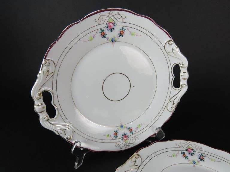 Lot of 2 Vintage Double Handled Plates