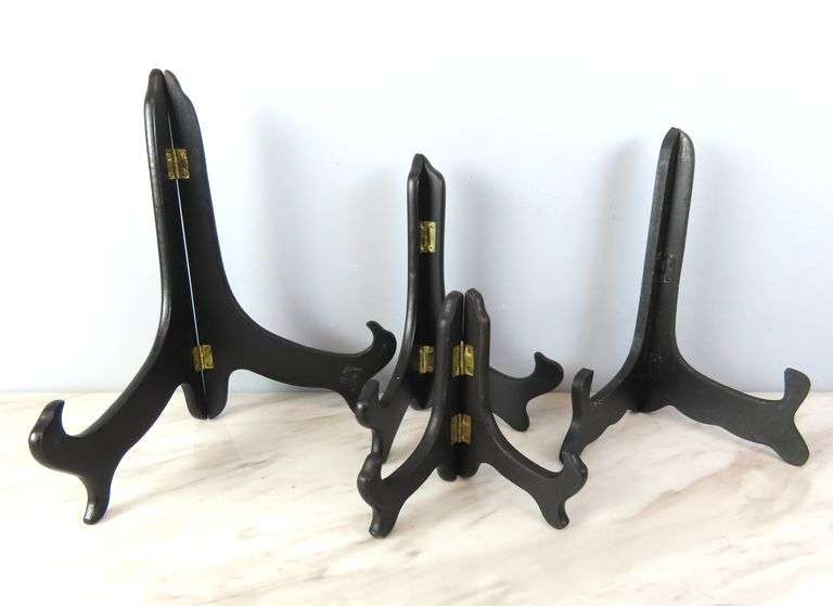 Lot of 4 Folding Black Plate / Picture Stands - GC5 Auctions