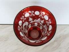 Beautiful Vintage Egermann Bohemian Ruby Red Cut to Clear Vase
