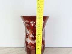 Beautiful Vintage Egermann Bohemian Ruby Red Cut to Clear Vase