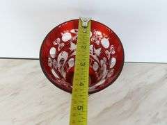 Beautiful Vintage Egermann Bohemian Ruby Red Cut to Clear Vase