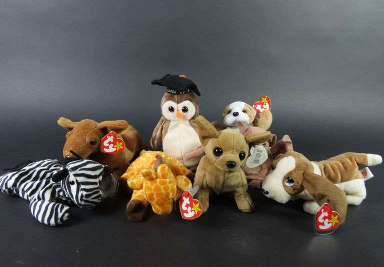 Lot of 8 Collectible Ty Beanie Baby Plush