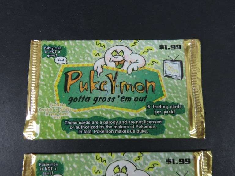 Lot of 2 "Pukey-Mon" Sealed Trading Card Packs