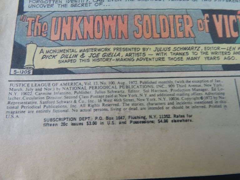 1972 DC "Justice League of America" #100 Comic Book