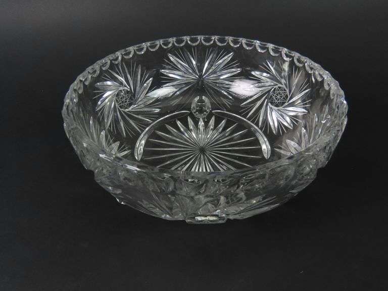 Vintage Cut Crystal "Pinwheel" Footed Bowl by American Cut
