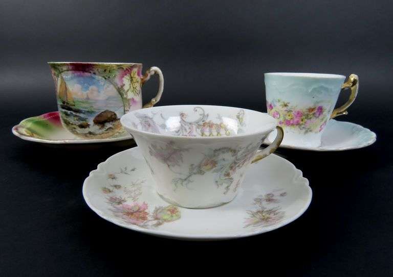 Lot of 3 Assorted Antique Collectible Teacups & Saucers