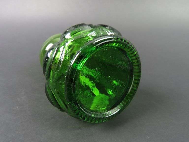 Small Vintage Green Glass Oil Lamp