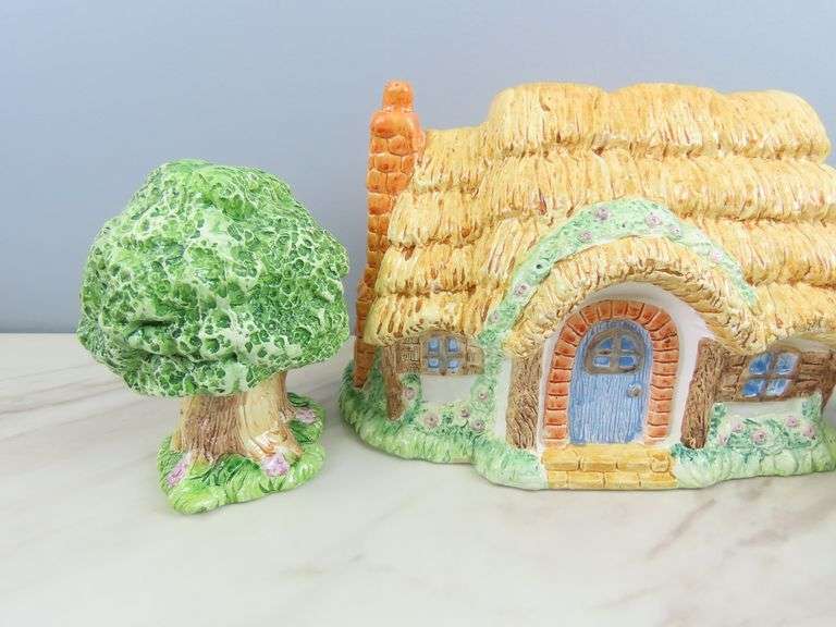 Vintage Ceramic House with Trees